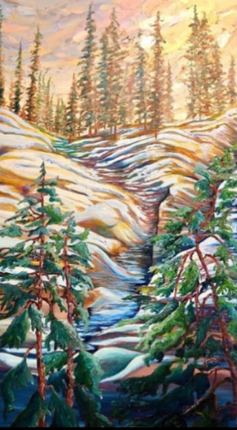 $900. Jasper, Athabasca Falls, 2'w x 4' h - Jeanette Spencer